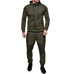 amropi Herren Jogginganzug Trainingsanzug Sportbekleidung Männer Sweatjacke und Trainingshose Sportanzug (Grün,XXL) von amropi