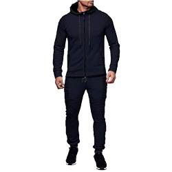 amropi Herren Jogginganzug Trainingsanzug Sportbekleidung Männer Sweatjacke und Trainingshose Sportanzug (Marine,XL) von amropi