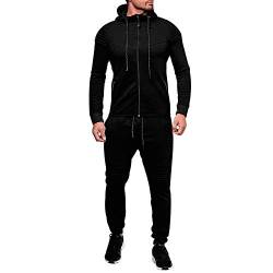 amropi Herren Jogginganzug Trainingsanzug Sportbekleidung Männer Sweatjacke und Trainingshose Sportanzug (Schwarz,3XL) von amropi