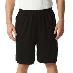 amropi Herren Schlafanzughose Kurz Pyjamahose Schlafshorts Nachtwäsche Sport Shorts mit Taschen Schwarz,5XL von amropi