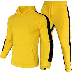 amropi Herren Trainingsanzug Jogginganzug Männer Kapuzenpullover und Jogginghose Sportanzug (Gelb,5XL) von amropi