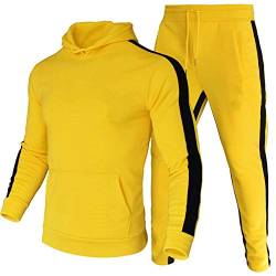 amropi Herren Trainingsanzug Jogginganzug Männer Kapuzenpullover und Jogginghose Sportanzug (Gelb,M) von amropi