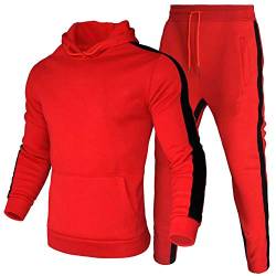 amropi Herren Trainingsanzug Jogginganzug Männer Kapuzenpullover und Jogginghose Sportanzug (Rot,4XL) von amropi