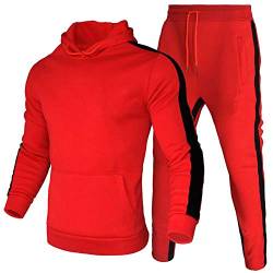 amropi Herren Trainingsanzug Jogginganzug Männer Kapuzenpullover und Jogginghose Sportanzug (Rot,XL) von amropi