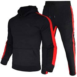 amropi Herren Trainingsanzug Jogginganzug Männer Kapuzenpullover und Jogginghose Sportanzug (Schwarz,6XL) von amropi