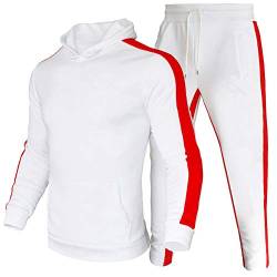 amropi Herren Trainingsanzug Jogginganzug Männer Kapuzenpullover und Jogginghose Sportanzug (Weiß,XL) von amropi