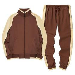 amropi Herren Trainingsanzug Jogginganzug Sportanzug Sweatjacke und Sportshose Sportbekleidung Kaffee Beige,L von amropi