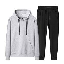 amropi Herren Trainingsanzug Jungen Jogginganzug Kapuzenpullover und Jogginghose Sportanzug (Grau Schwarz,5XL) von amropi