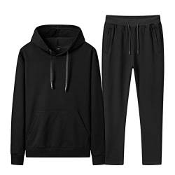 amropi Herren Trainingsanzug Jungen Jogginganzug Kapuzenpullover und Jogginghose Sportanzug (Schwarz,3XL) von amropi