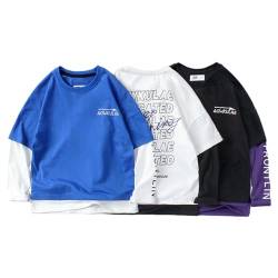 amropi Jungen 3er Pack Pullover Gestreift Sweatshirt Langarm Baumwolle T Shirt Top Marine Violett Grün,11-12 Jahre von amropi