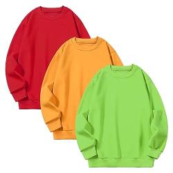 amropi Jungen 3er Pack Pullover Gestreift Sweatshirt Langarm T Shirt Top Grün Gelb Rot,10-11 Jahre von amropi