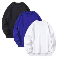 amropi Jungen 3er Pack Pullover Gestreift Sweatshirt Langarm T Shirt Top Schwarz Blau Weiß,11-12 Jahre von amropi