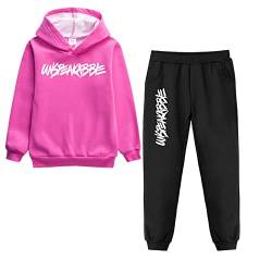 amropi Jungen Hoodie Trainingsanzug Sweatshirt Top und Jogging Hose Kleidungsset (Rot Ros pelzgefüttert, 11-12 Jahre) von amropi