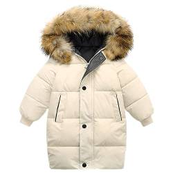 amropi Jungen Mantel Mädchen Jacke mit Kapuze Winterjacke WinterJungen Manteljacke Beige,2-3 Jahre von amropi