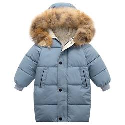 amropi Jungen Mantel Mädchen Jacke mit Kapuze Winterjacke WinterJungen Manteljacke Blau,2-3 Jahre von amropi