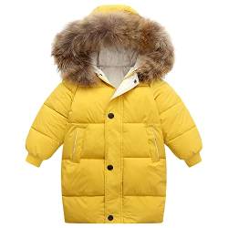 amropi Jungen Mantel Mädchen Jacke mit Kapuze Winterjacke WinterJungen Manteljacke Gelb,7-8 Jahre von amropi