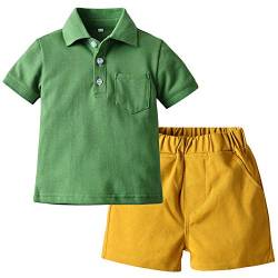 amropi Jungen T-Shirt und Shorts Set Sommer Kurzarm Shirt und Kurze Hose Outfits Bekleidungsset Grün Gelb,2-3 Jahre von amropi