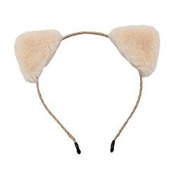 amropi Katzenohren Stirnband Nette Plüsch Katze Ohr Haarbänder für Frauen und Mädchen,Täglich tragen,Cosplay und Party Dekoration, Beige von amropi