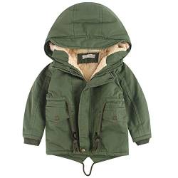 amropi Kinder Jungen Kapuzenjacke mit Fleecefutter Mantel Parka Jacket Jacke Outerwear (Grün, 3-4 Jahre) von amropi