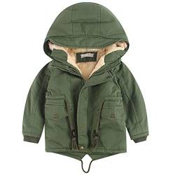 amropi Kinder Jungen Kapuzenjacke mit Fleecefutter Mantel Parka Jacket Jacke Outerwear (Grün, 4-5 Jahre) von amropi