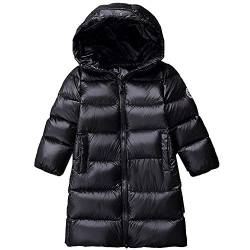 amropi Kinder Mädchen Daunenjacken Winterjacke Leichte Daunenmantel mit Kapuze Schwarz,7-8Jahre von amropi