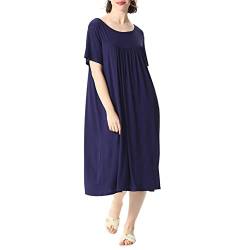 amropi Nachthemd Damen Stillnachthemd Schwangerschaft Schlafanzug Sommer Nachtwäsche Umstandskleidung Blau,4XL von amropi