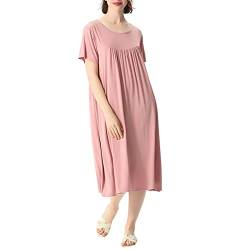 amropi Nachthemd Damen Stillnachthemd Schwangerschaft Schlafanzug Sommer Nachtwäsche Umstandskleidung Rosa,6XL von amropi