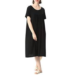 amropi Nachthemd Damen Stillnachthemd Schwangerschaft Schlafanzug Sommer Nachtwäsche Umstandskleidung Schwarz,4XL von amropi
