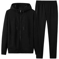 amropi Trainingsanzug Herren Jogginganzug Kapuzenpullover Sportanzug Sweatjacke und Sporthose (Schwarz,4XL) von amropi