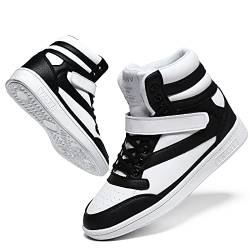 anck Sneaker Damen Keilabsatz Schuhe Sportschuhe Damen Hohe Mädchen Schuhe Weiss Weiße Schwarz Grün Turnschuhe Damen （37,Schwarz weiß） von anck