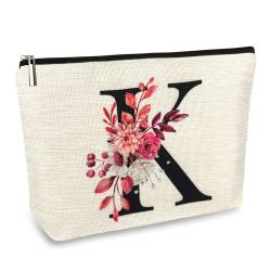 ancpeany A-Z Personalisierte Make-up-Tasche für Frauen Geschenke, Leinen Wasserdichte Kleine Reise Kosmetiktasche, K, modisch von ancpeany