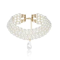 ankbrats Personalisierte Perlenkette Damen, Hypoallergene Minimalistische Mehrschichtige Choker Kette Perlen, Einfaches und Elegantes Geschenk für Demen Mädchen von ankbrats