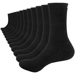 anqier 6 Paar Socken Herren Gepolstert Damen Sportsocken 39-42 Wandersocken Atmungsaktiv Trekkingsocken 43-46 Arbeitssocken Warme Baumwolle Socken für Laufen Training Sport Tennis von anqier