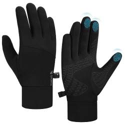 anqier Touchscreen Handschuhe Herren Damen rutschfest Winddicht Fahrradhandschuhe Thermo Winterhandschuhe Softshell Handschuhe für Radfahren Laufen Fahren Joggen Skifahren Schwarz von anqier