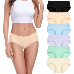 anqier Unterhosen Damen, 6er Pack Baumwolle Mittlere Taille Slips Damen Bequeme Atmungsaktiv Hipster Pantys Weich Frauen Unterwäsche von anqier