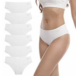 anqier Unterhosen Damen, 6er Pack Baumwolle Pantys Atmungsaktiv Slips Damen Bequeme Hipster Frauen Unterwäsche von anqier