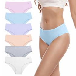 anqier Unterhosen Damen, 6er Pack Baumwolle Pantys Atmungsaktiv Slips Damen Bequeme Hipster Frauen Unterwäsche von anqier