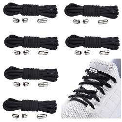 6 Paar Elastische Schnürsenkel mit Metallkapsel, Einstellbare Schnürsenkel Ohne Binden, Gummi Schuhbänder mit Kapseln, Gummischnürsenkel für Sneaker, Laufschuhe, Sporschuhe (6 Schwarz) von anshuke