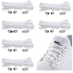 6 Paar Elastische Schnürsenkel mit Metallkapsel, Einstellbare Schnürsenkel Ohne Binden, Gummi Schuhbänder mit Kapseln, Gummischnürsenkel für Sneaker, Laufschuhe, Sporschuhe (6 Weiß) von anshuke
