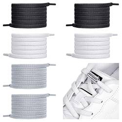 Schnürsenkel Ohne Binden, 6 Paar Elastische Schnürsenkel mit Metallkapsel, Schnürsenkel Schleifenlose Schuhbänder mit Kapseln, No Tie Shoelaces für Sneaker, Laufschuhe, Sporschuhe von anshuke