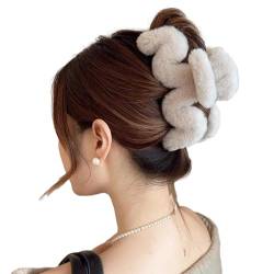 Große Plüsch-Krallen-Haarspange für Damen, Bananen-Haarspange, gewellt, Haarklammer, weibliches Haarformwerkzeug, Winter-Haarspange von antianzhizhuang