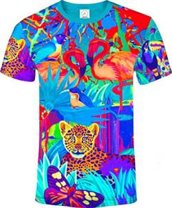 Überall 3D Tropisch Löwe Schmetterling Vogel Tier Floral Fluoreszierender Neon Blacklight Reaktiv T-Shirt von aofmoka