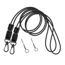 aolaso Schlüsselband Leder, Damen& Männer Schlüsselband Schlüsselanhänger Lang mit stabilem Metall-Clip für ID Ausweishalter, 51cm (Schwarz-2 Pack) von aolaso