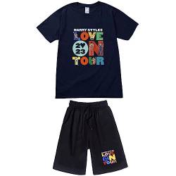 appe Love On Tour Trainingsanzug für Herren Sommer Sportanzug 2 Teiliges Outfit Sport Set Kurzarm T-Shirts + Kurze Hose Freizeitanzug Männer Mode Sporthose (Marineblau-1, L) von appe
