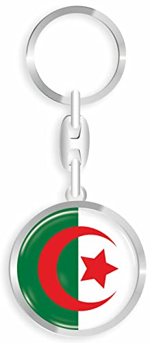 aprom Algerien - Schlüsselanhänger RD - WM EM Fussball - Metall-Keyholder mit 3D Effekt. Mit Auto PKW Aufkleber von aprom