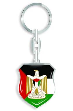 aprom Palästina Schlüsselanhänger + Sticker - WM EM Fussball - Metall-Keyholder mit 3D Doming Effekt. Mit Auto PKW Aufkleber WP von aprom
