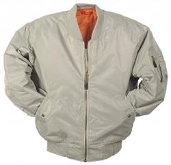 armyandoutdoors MA1 Bomber Fliegerjacke Mit Schwerem Messing Reißverschluss (M, Silber) von armyandoutdoors