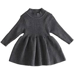 Baby Kleinkind Mädchen Kleid Langarm Strickpullover Winter Herbst Shirt Kleid Grau 3-6 Monate von aromm