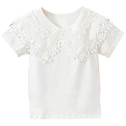 Kleinkind Mädchen Bluse Kurzarm Baumwolle Top Schule Einheitliche Shirt Weiß(110,3-4 Jahre) von aromm