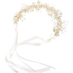 aromm Bridal Apparelbelt Verstellbare Bling Kopfbedeckung Hochzeitskleid Taille Kette mit Perlen und Strass für Frauen Mädchen, Gold von aromm